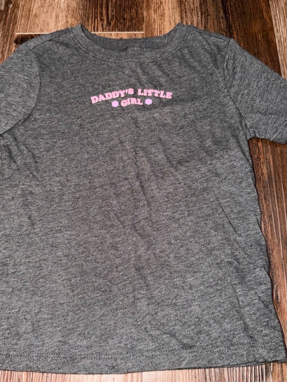 Daddy's Little Girl Gray Kids Tee with Pink Graphic